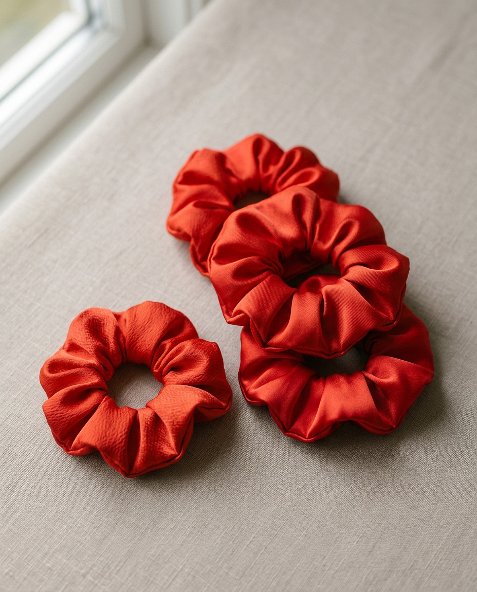 Scrunchies que cuidan tu cabello Rojo