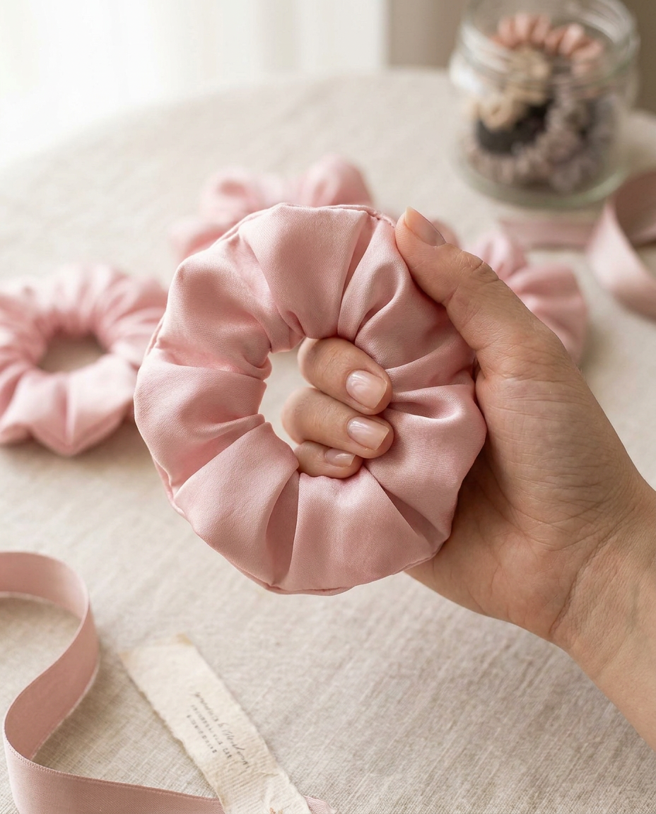 Scrunchies que cuidan tu cabello Rosado