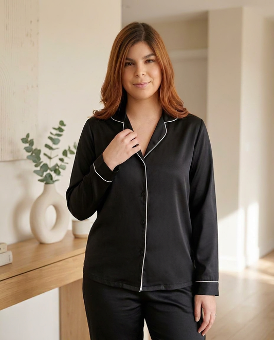 Pijama Premium lirio manga larga Negro